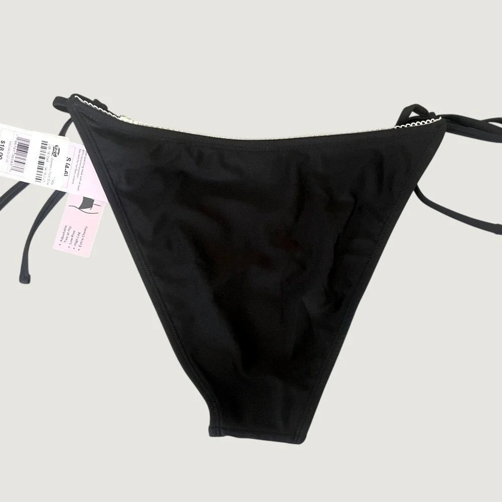 Wild Fable Low Rise High Leg Extra Cheeky Bikini Bottom Womens Small Black NWT